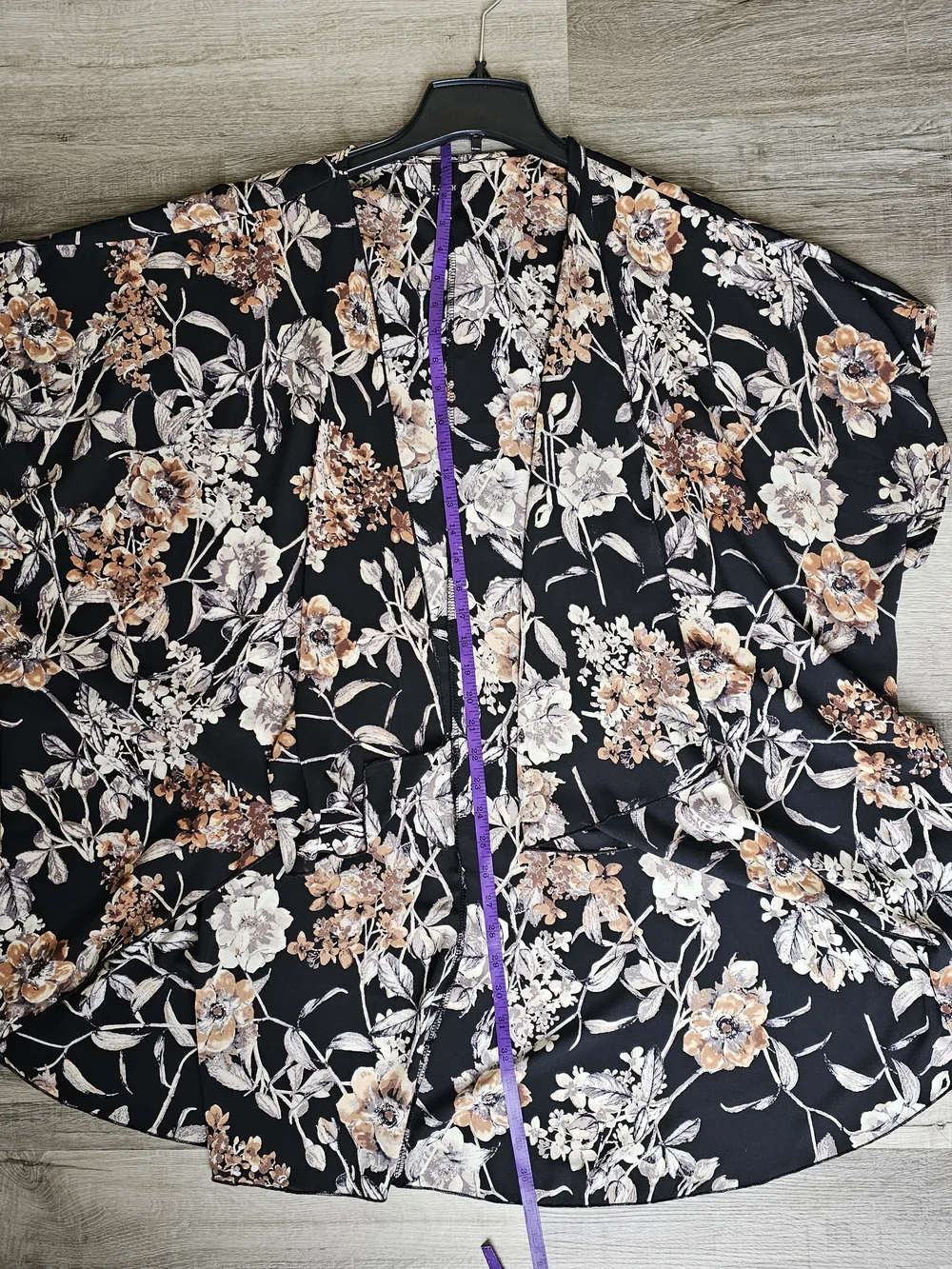 I Joah Coverup Women's Black Floral Open Front Kimono Swimwear Adult Casual